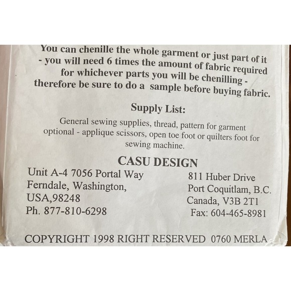 UNCUT/NEW - How to make CHENILLE the EASY WAY Pattern. 0760 Merla. - Picture 5 of 6